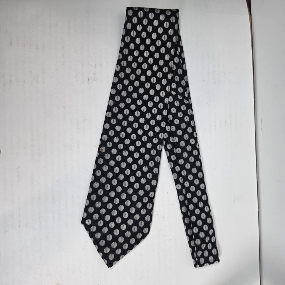 Charvet Place Vendôme Mens Silk Tie Black Silver Grey Geometric Dot Made  France
